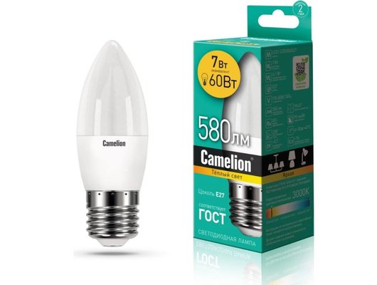 Лампочки LED E27 Camelion LEDRB/7-C35/830/E27 3K