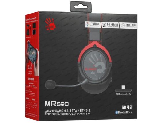 Игровые наушники беспроводные A4Tech Bloody MR590 черный (MR590 Sport RED)