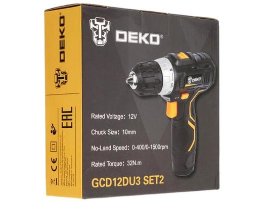Дрель-шуруповерт DEKO GCD12DU3 SET2 FU-Li-Ion (063-4146)