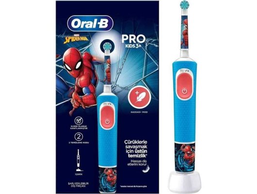 Зубная щетка электрическая для детей ORAL-B Vitality Pro D103 Kids Spiderman (Голубой)