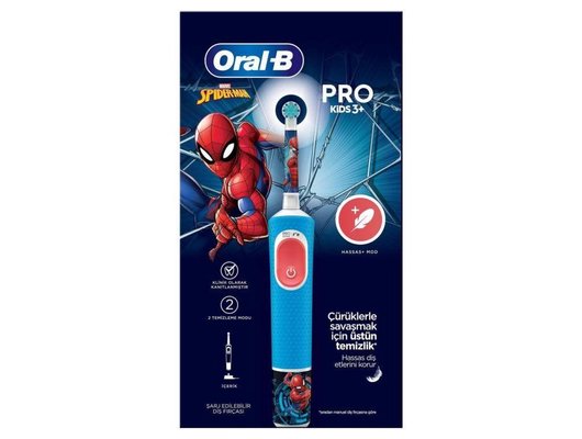Зубная щетка электрическая для детей ORAL-B Vitality Pro D103 Kids Spiderman (Голубой)