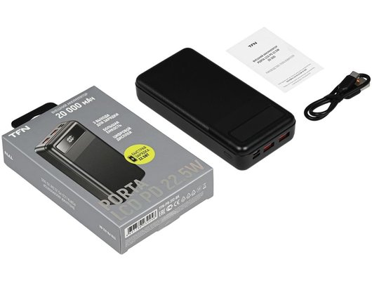 Внешний аккумулятор TFN 20000mAh Porta LCD PD 22.5W bk TFN-PB-312-BK