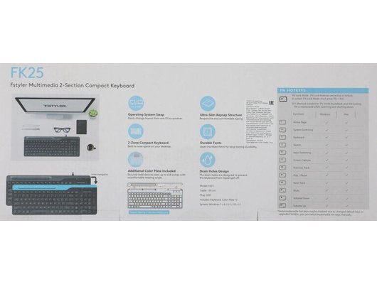 Клавиатура проводная A4Tech Fstyler FK25 черный/серый (FK25 BLACK)