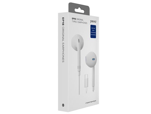 Гарнитуры проводные PERO EP18 TYPE-C CONNECTOR БЕЛАЯ