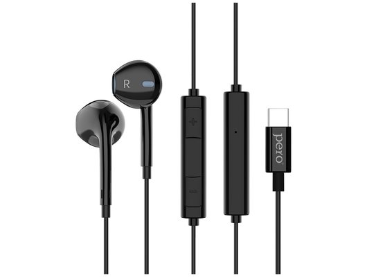 Гарнитуры проводные PERO EP18 TYPE-C CONNECTOR ЧЕРНАЯ