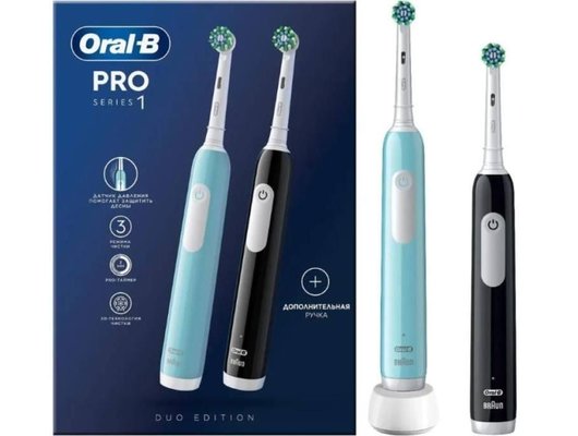 Зубная щетка электрическая ORAL-B Pro 1 (500) Duo/D305.523.3H черная/бирюзовая