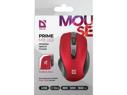 Мышь беспроводная Defender Prime MB-053 черно-красная