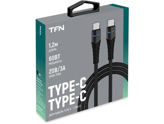 Кабель TFN TypeC-TypeC knight 1.2m black TFN-CKNUSBCC12MBK