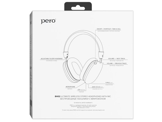 Наушники полноразмерные PERO BH02 SILVER