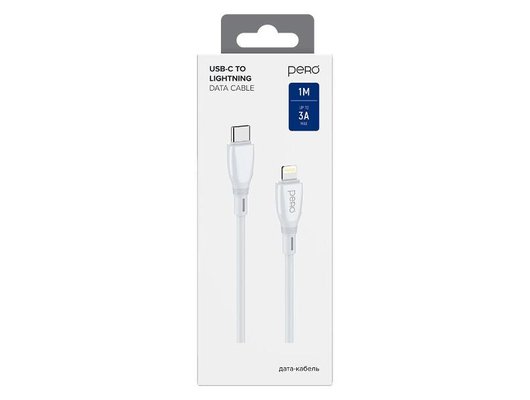 Кабель PERO DC11 PD Type-C to Lightning, 27W, 1m, White