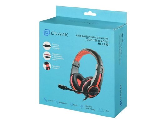 Наушники с микрофоном проводные Oklick HS-L200