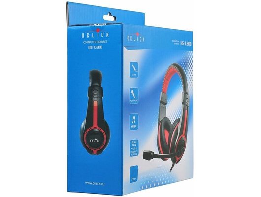 Наушники с микрофоном проводные Oklick HS-L200