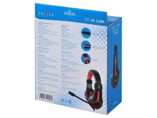 Наушники с микрофоном проводные Oklick HS-L200