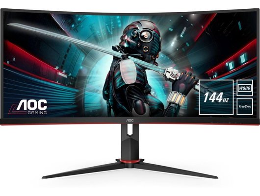 Монитор игровой AOC CU34G2X черно-красный