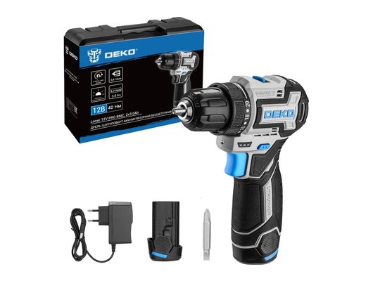 Дрель-шуруповерт DEKO Loner 12V PRO (АКБ 2x3.0Ач кейс) (085-1011)