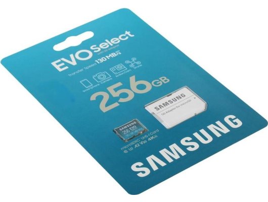 Карта памяти Samsung microSDXC 256Gb EVO Select + адаптер UHS-1(U3) MB-ME256KA