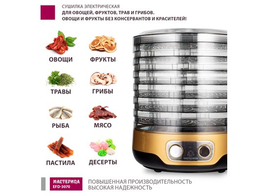 Сушилка МАСТЕРИЦА EFD 3070 черно-золотистый