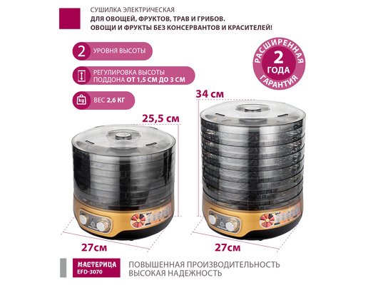 Сушилка МАСТЕРИЦА EFD 3070 черно-золотистый