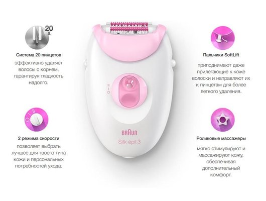 Эпилятор BRAUN S3 SE 3-031 PNK