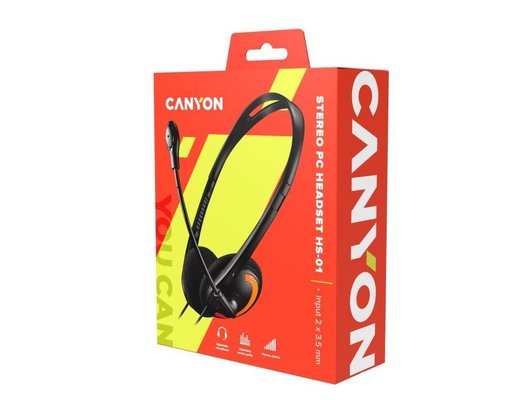 Наушники с микрофоном проводные CANYON CNS-CHS01BO (Быт)