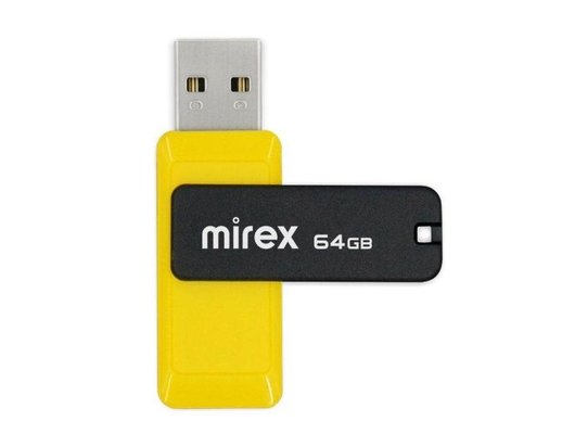 USB Флеш Mirex City 64GB, USB 2.0, Желтый (Быт)