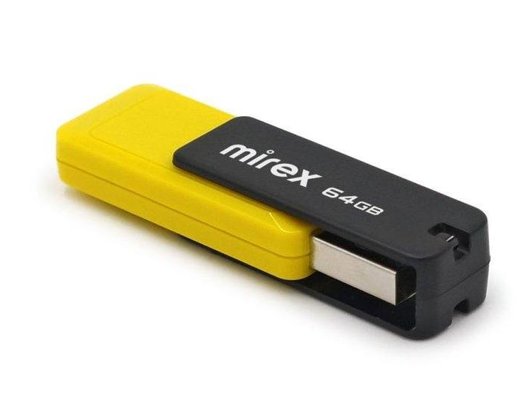 USB Флеш Mirex City 64GB, USB 2.0, Желтый (Быт)