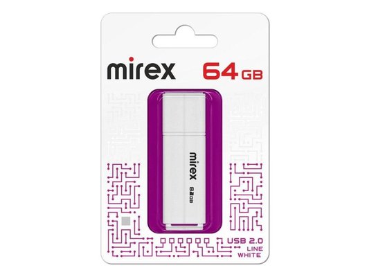 USB Флеш Mirex Line 64GB, USB 2.0, Белый (Быт)