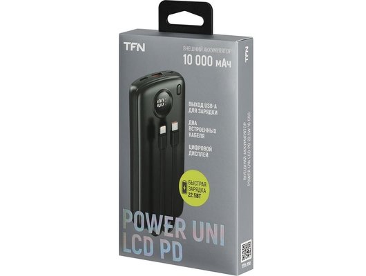 Внешний аккумулятор TFN 10000mAh Uni LCD PD 22.5W black TFN-PB-324-BK