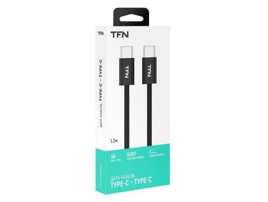 Кабель TFN TypeC-TypeC 60W 1.2m black TFN-C-IP-CC12M-BK