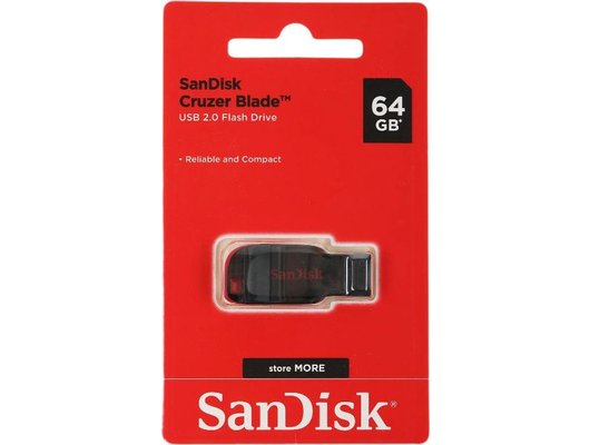 USB Флеш SanDisk 64GB, CZ50 Cruzer Blade, USB 2.0 (Быт)