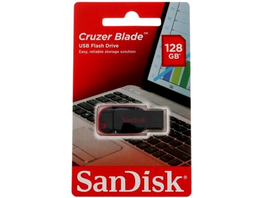 USB Флеш SanDisk 128GB, CZ50 Cruzer Blade, USB 2.0 (Быт)