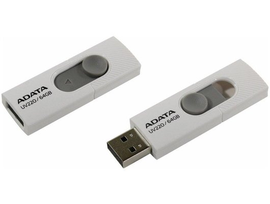USB Флеш A-DATA Classic 64GB UV220, USB 2.0, белый/серый (Быт)