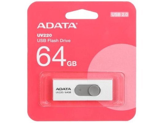 USB Флеш A-DATA Classic 64GB UV220, USB 2.0, белый/серый (Быт)