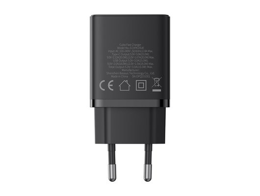 Зарядное устройство Baseus СЗУ Cube USB-C+A 20W black