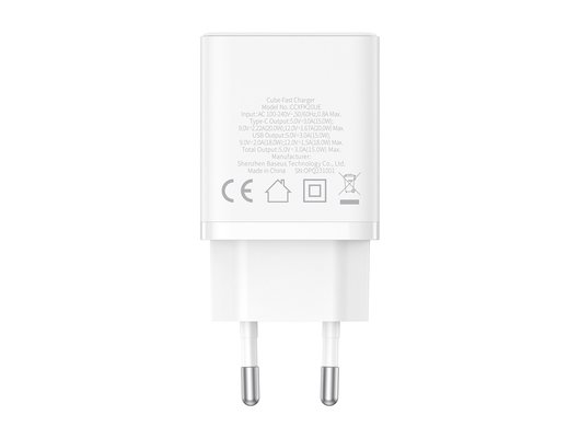 Зарядное устройство Baseus СЗУ Cube USB-C+A 20W white