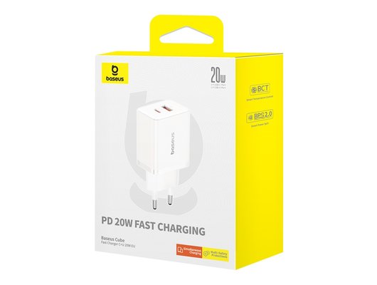 Зарядное устройство Baseus СЗУ Cube USB-C+A 20W white