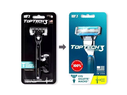 Бритвенный станок TopTech RAZOR 3 (бритва 1шт + 2 сменные кассеты)