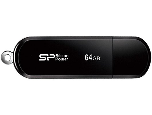 USB Флеш Silicon Power LuxMini 322, 64GB USB 2.0, Черный (Быт)