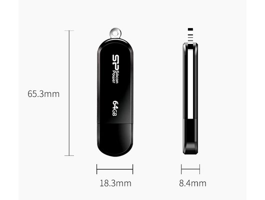 USB Флеш Silicon Power LuxMini 322, 64GB USB 2.0, Черный (Быт)