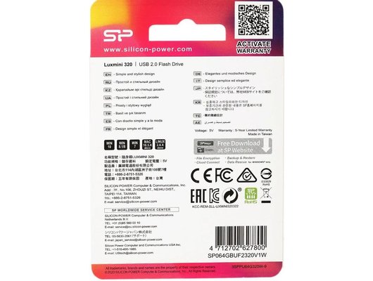 USB Флеш Silicon Power 64Gb LuxMini 320 белый (Быт)