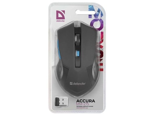 Мышь беспроводная Defender Accura MM-275 черная/синяя