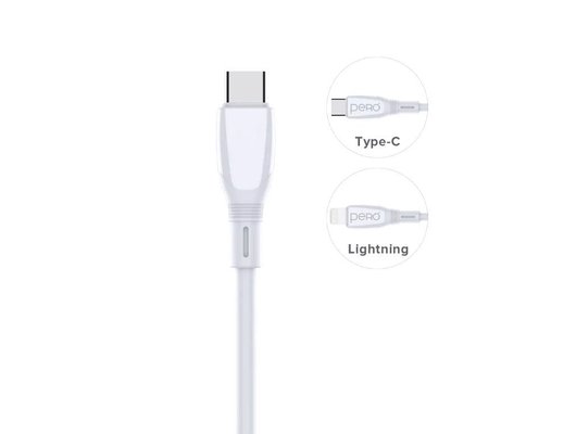 Кабель PERO DC11 PD Type-C to Lightning, 27W, 2m, White