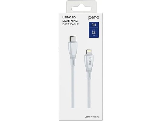 Кабель PERO DC11 PD Type-C to Lightning, 27W, 2m, White