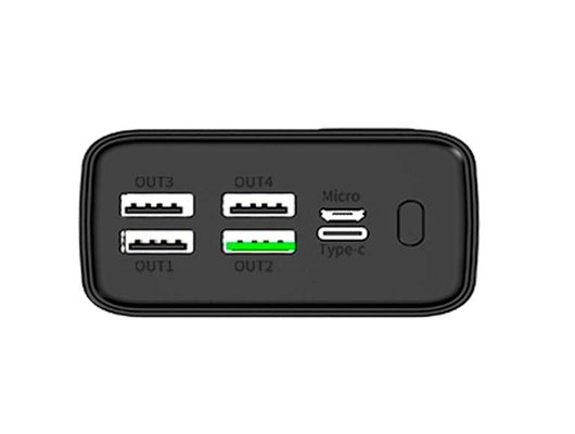 Внешний аккумулятор PERO PB07 30000 mAh, Li-Pol, output USB-C + 4 USB-A, черный