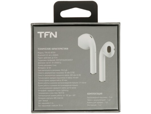 Гарнитуры TWS стерео TFN BT004 white
