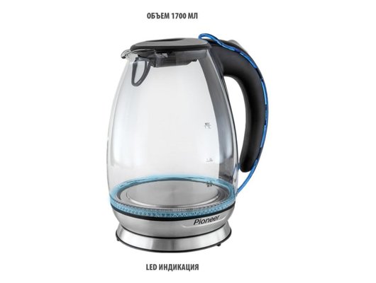 Чайник электрический PIONEER KE806G черный/синий