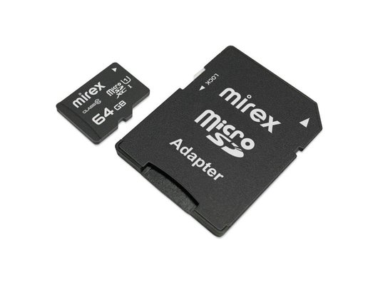 Карта памяти Mirex microSDXC 64Gb Class 10 UHS-I + адаптер (13613-AD10SD64)