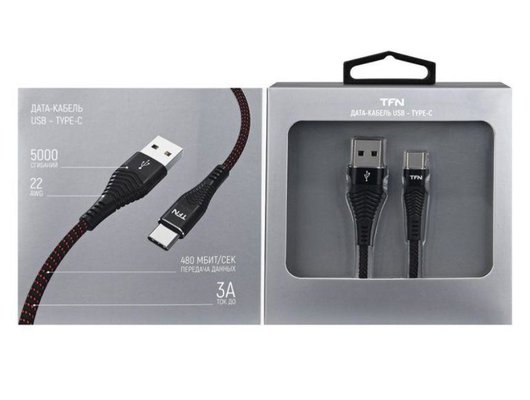 Кабель TFN TypeC forza 1.0m black TFN-CFZUSBCUSB1MBK