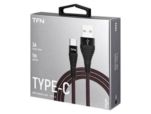 Кабель TFN TypeC forza 1.0m black TFN-CFZUSBCUSB1MBK