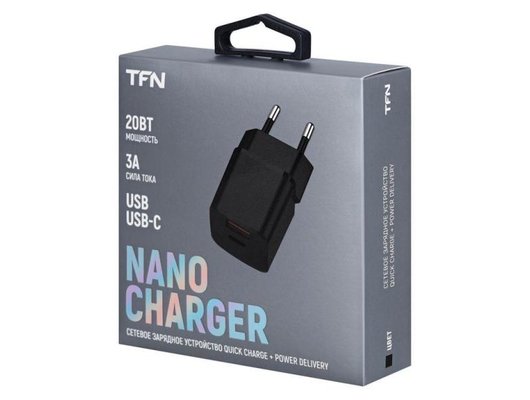 Зарядное устройство TFN СЗУ nano A+C PD 20W б/кабеля black TFN-WCRPD12
